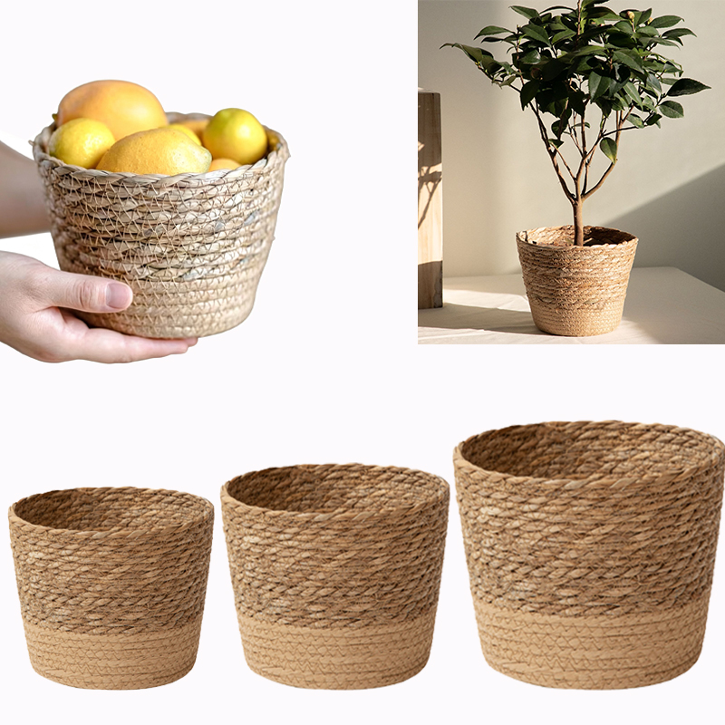 Rattan Plant Basket - Multi-purpose Woven Storage Basket,Rustic Decorative Flower