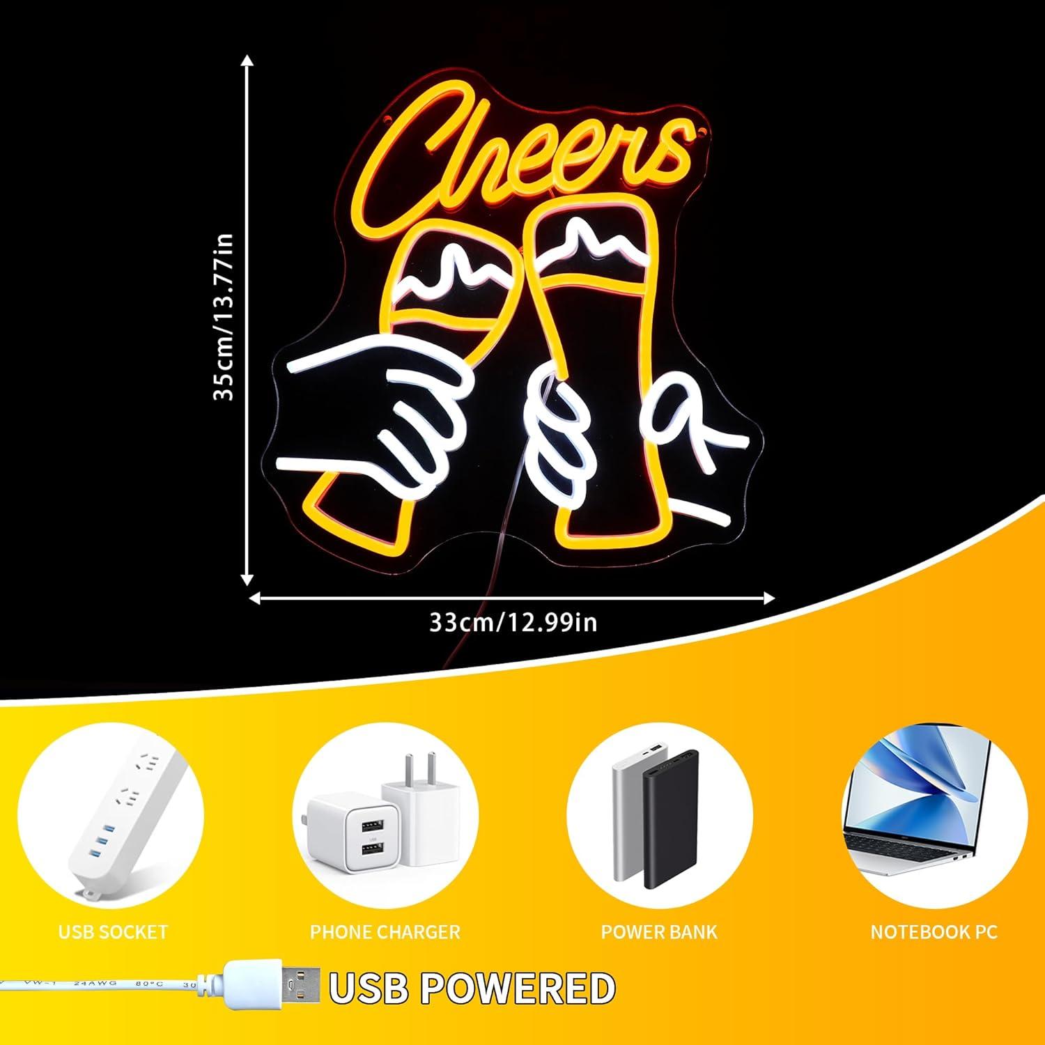Cheers Cocktail Neon Sign USB  - огляд і ціна Home Decor Theme